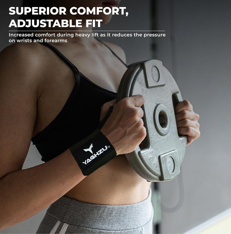 YAGHZU Wrist Wraps Weightlifting - Premium Quality Wrist Straps for Weightlifting,18 inch Weight Lifting Wrist Wraps, Heavy Duty Gym Wrist Wraps with Thumb Loop, Adjustable Wrist Support Wrist Strap - Image 4